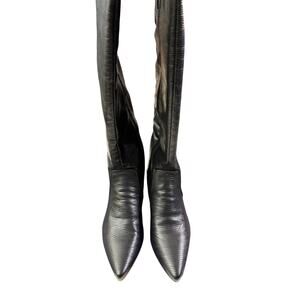 French Connection FC_DARCYS Black Vegan Leather Knee High Kitten Heel  Size 7.5